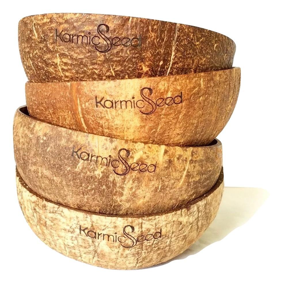 Handmade Coconut Bowls (Set of 4) - American Made - Thoughtful Gift from QuantumDrop - Labs