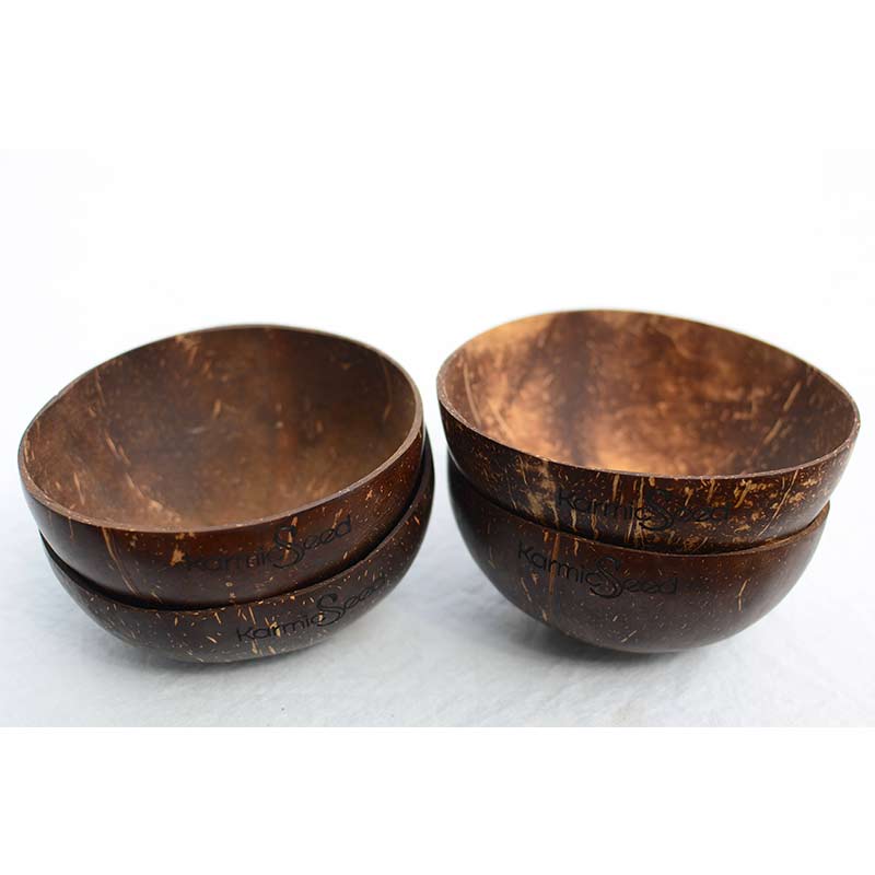 Handmade Coconut Bowls (Set of 4) - American Made - Thoughtful Gift from QuantumDrop - Labs