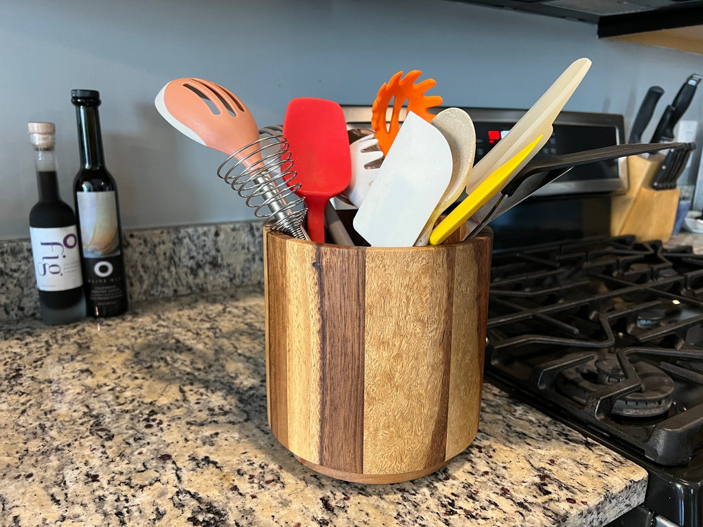 Rotating Lazy Susan Utensil Holder - American Made - Thoughtful Gift from QuantumDrop - Labs